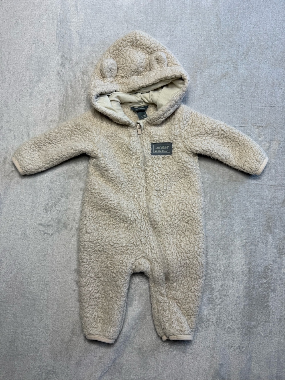 Eddie Bauer Baby Sherpa Fleece Bear Hooded One-Piece 3-6M